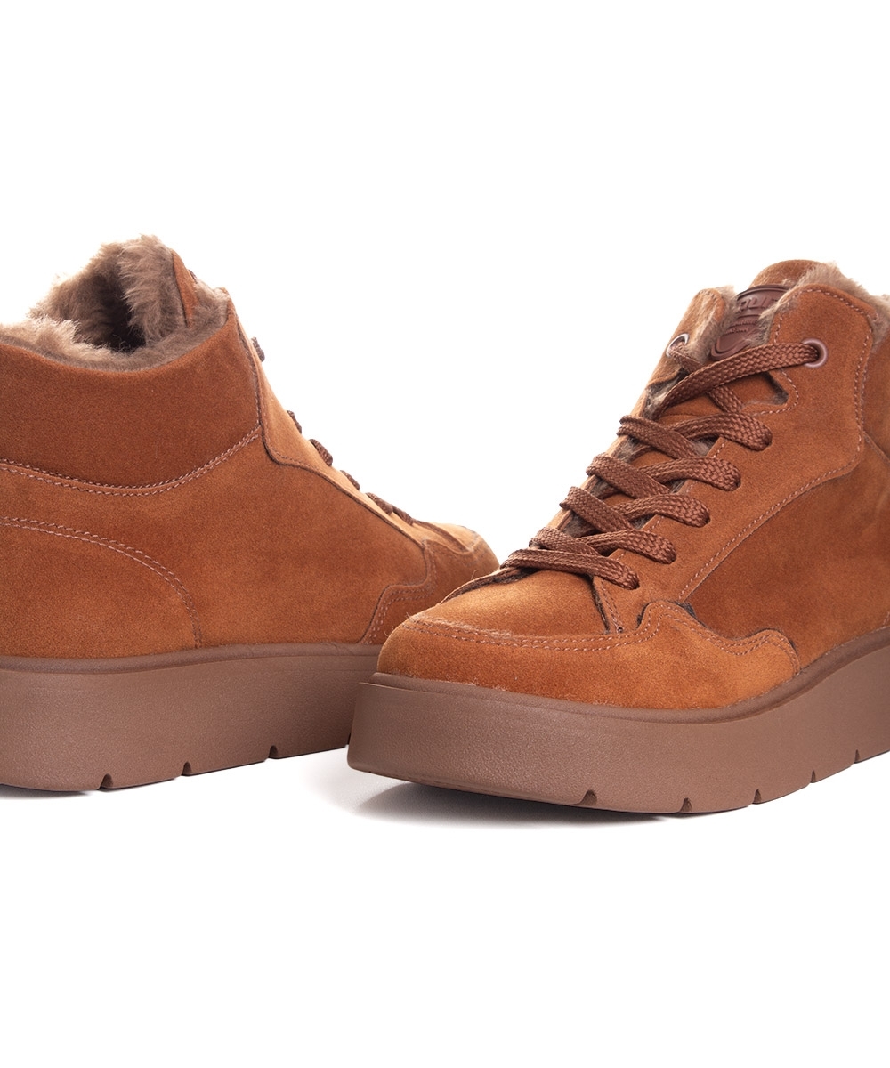 Tênis Cano Alto Quiz Feminino Forrado Camel