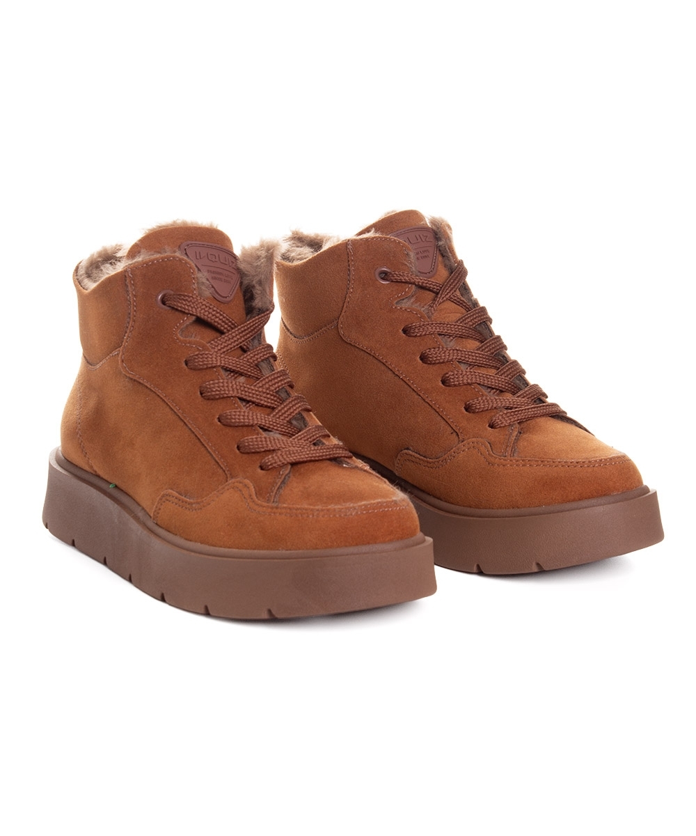 Tênis Cano Alto Quiz Feminino Forrado Camel
