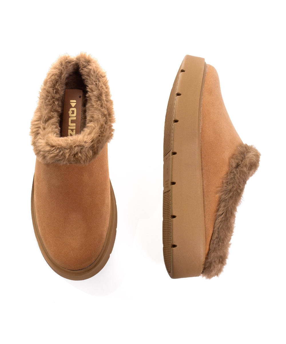 Mule Feminino Quiz Clog Forrado Camel
