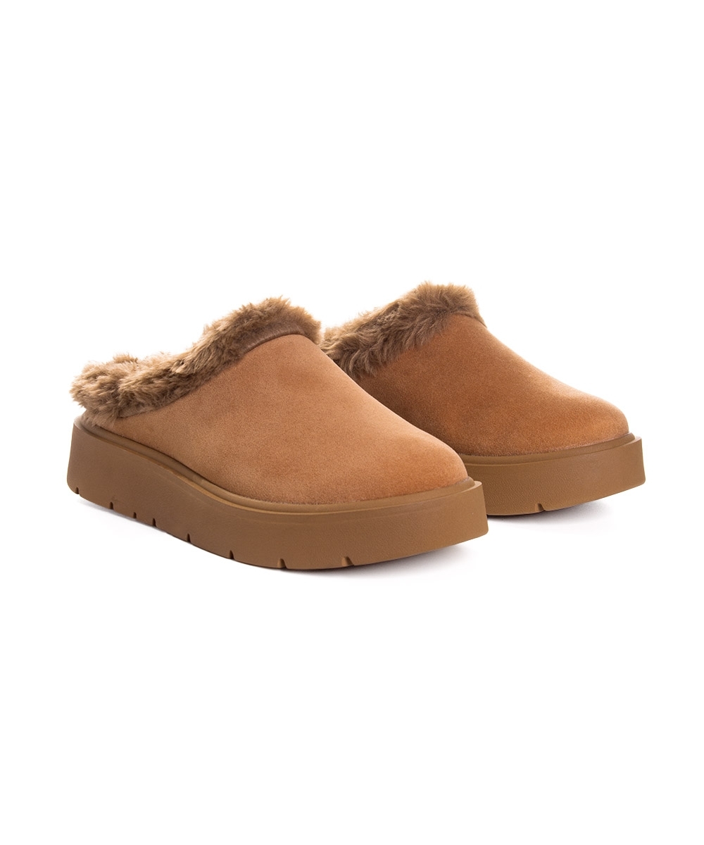 Mule Feminino Quiz Clog Forrado Camel