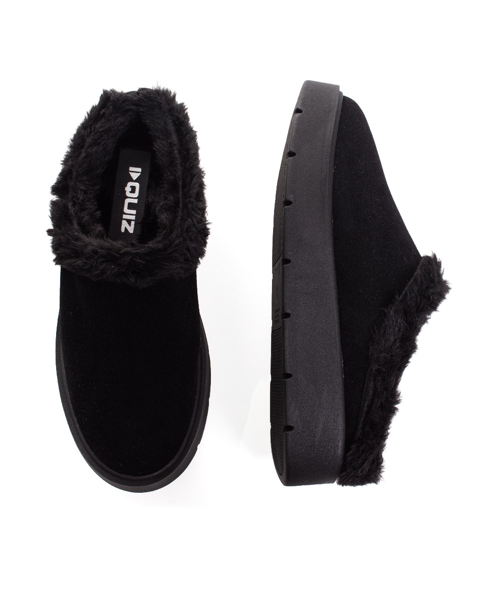 Mule Feminino Quiz Clog Forrado Preto