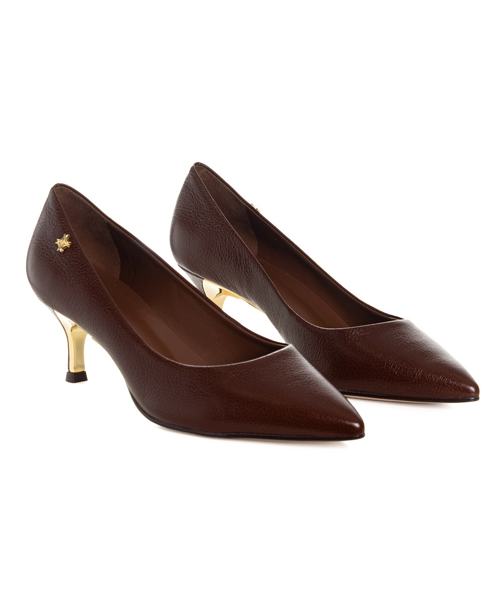 Sapato Scarpin Luz Da Lua Couro Marrom