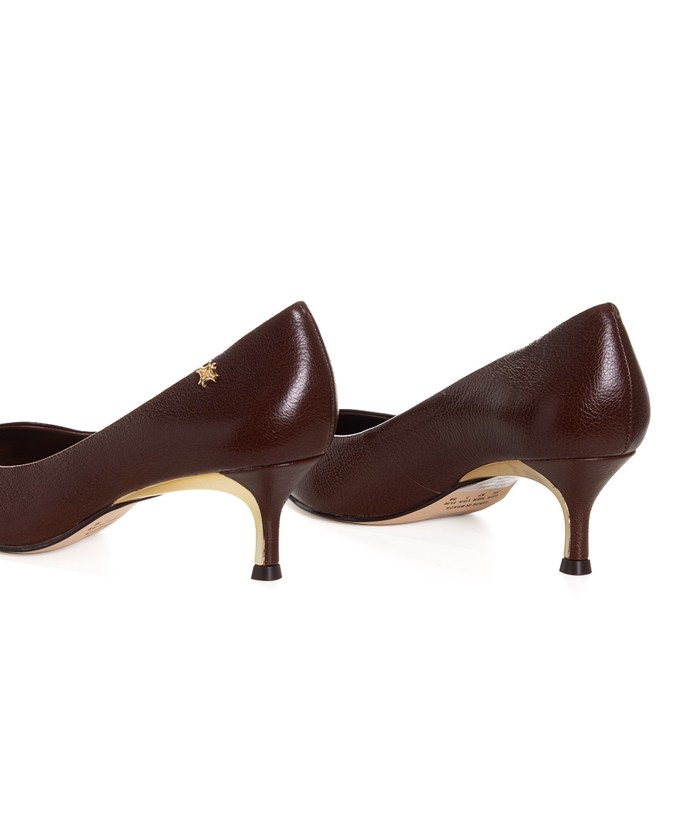 Sapato Scarpin Luz Da Lua Couro Marrom