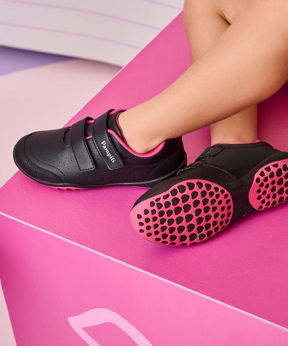 Tênis Infantil Pampili Honey Escolar Preto/pink
