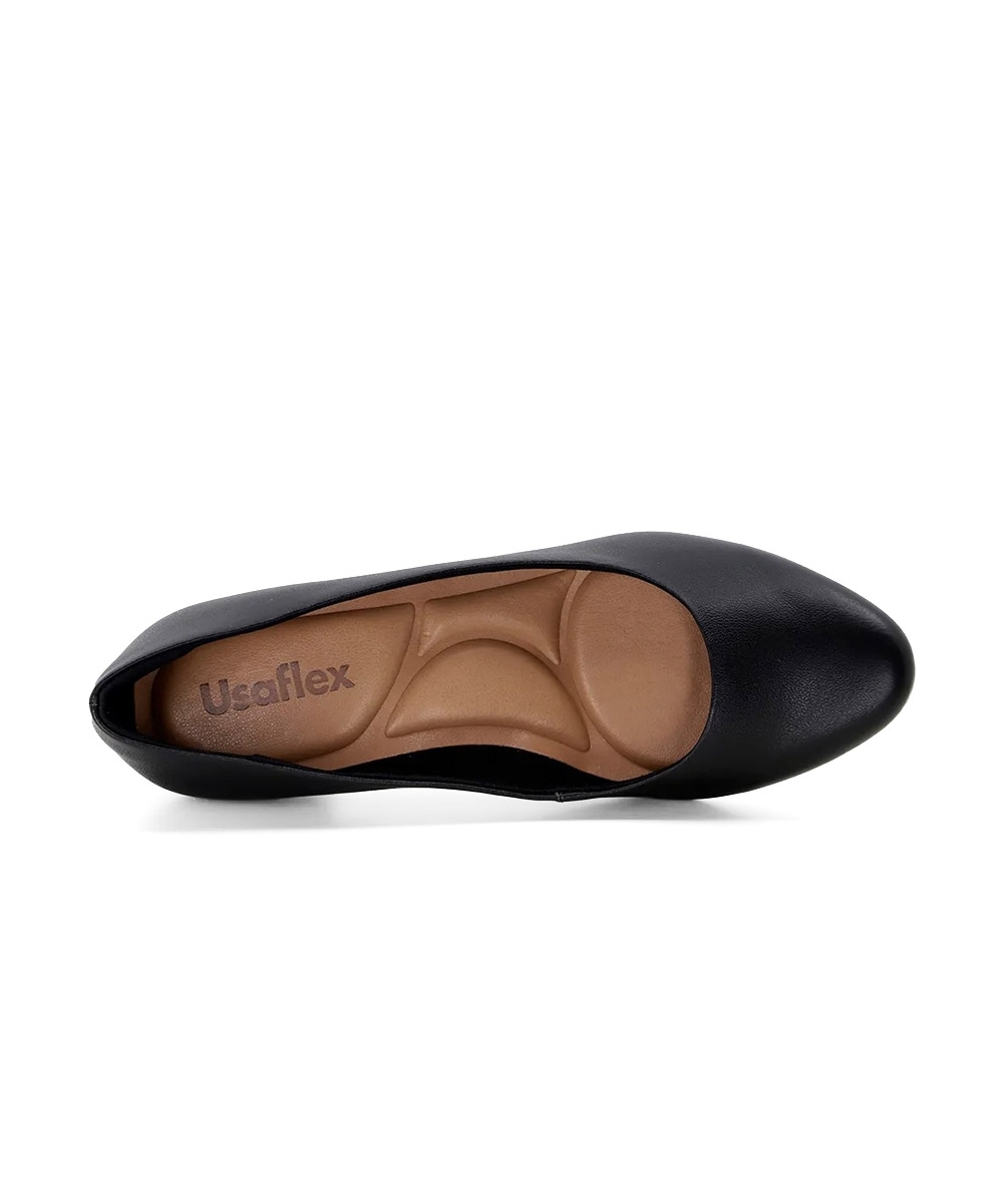Sapato Scarpin Usaflex Salto Bloco Couro Preto