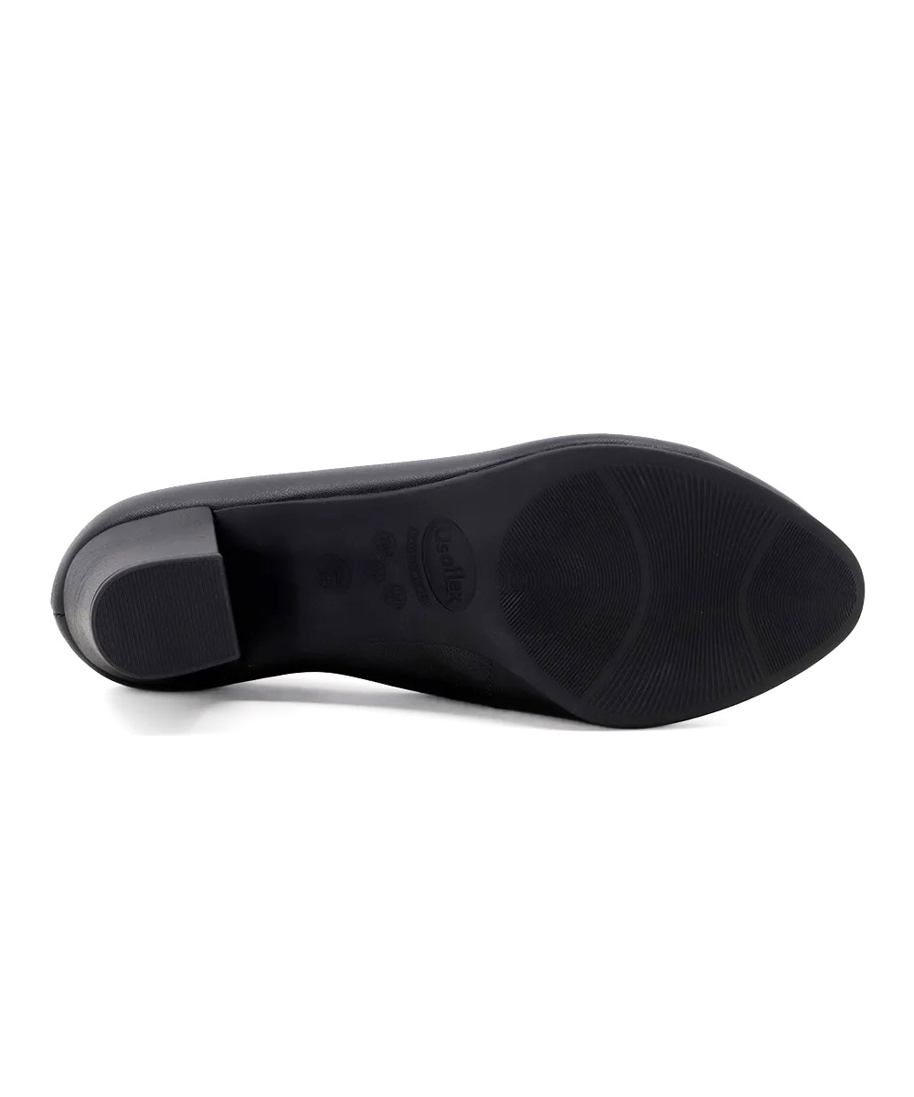 Sapato Scarpin Usaflex Salto Bloco Couro Preto
