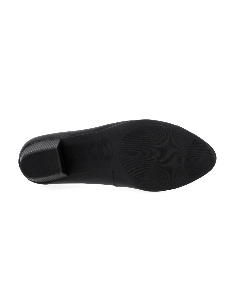 Sapato Scarpin Usaflex Salto Bloco Brilho Couro Preto