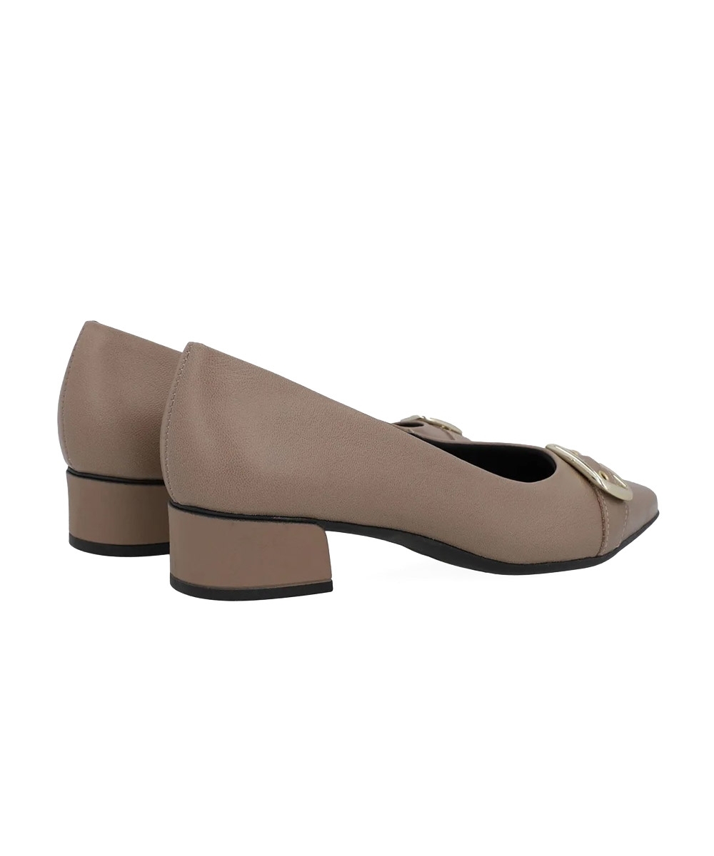 Sapato Scarpin Usaflex Bico Fino Couro Taupy