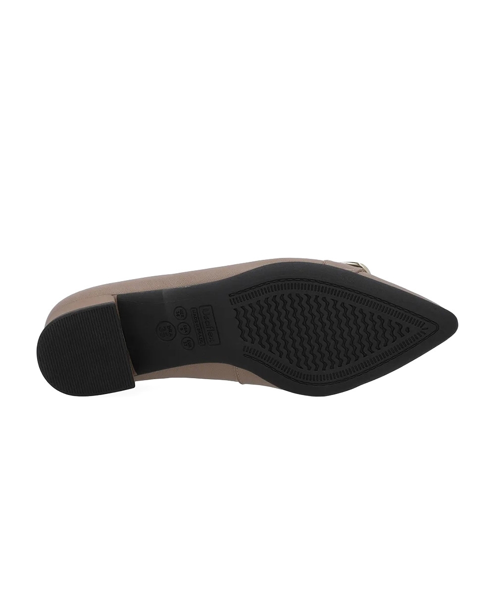 Sapato Scarpin Usaflex Bico Fino Couro Taupy