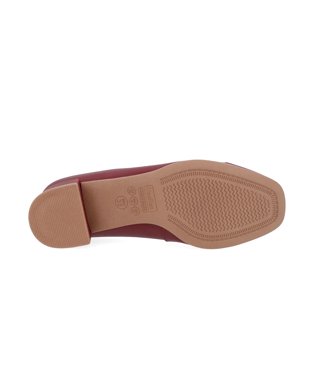 Sapato Scarpin Usaflex Salto Baixo Couro Vermelho