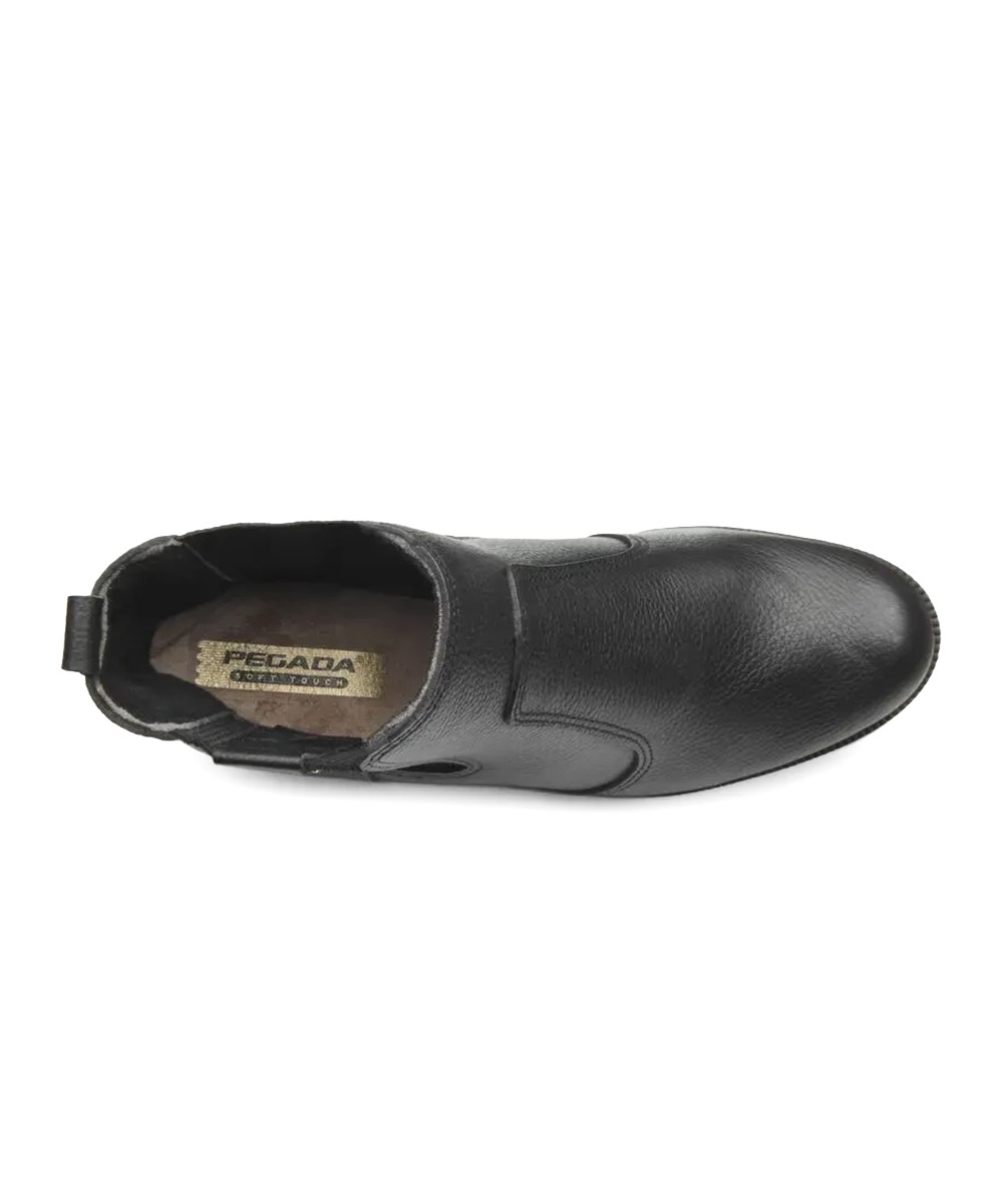 Bota Feminina Pegada Salto Bloco Elástico Couro PRETO