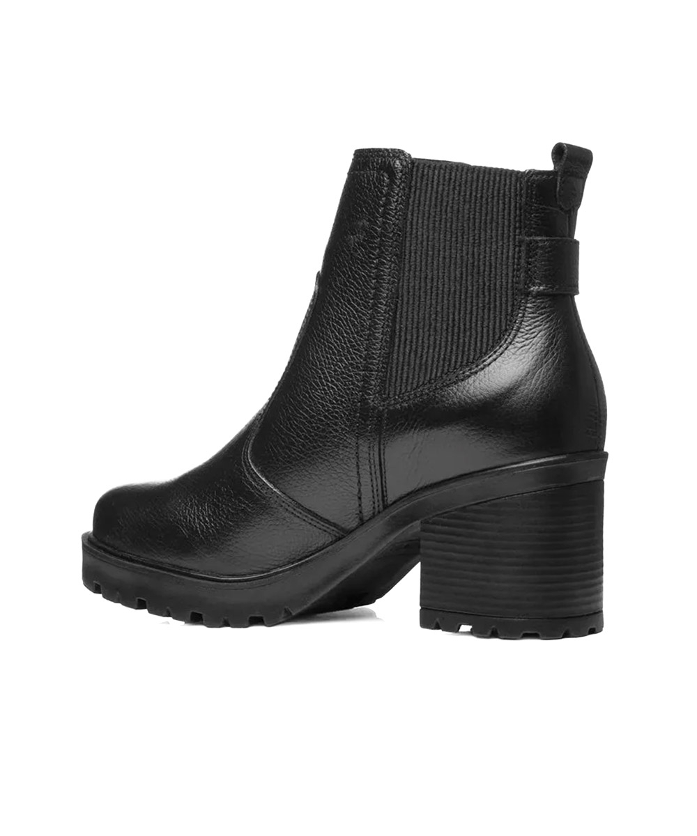 Bota Feminina Pegada Salto Bloco Couro Preto