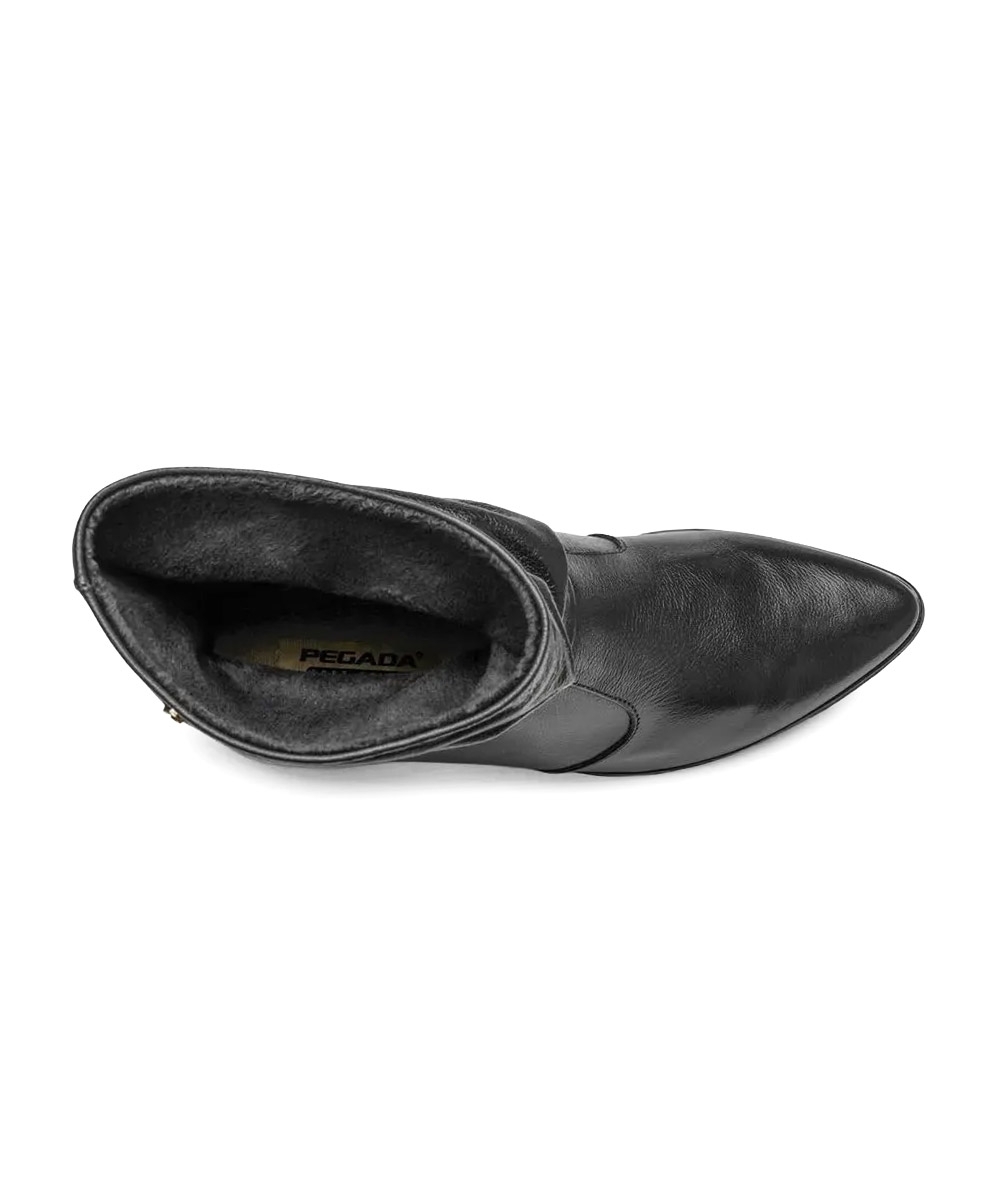 Bota Cano Médio Pegada Salto Baixo Couro Preto