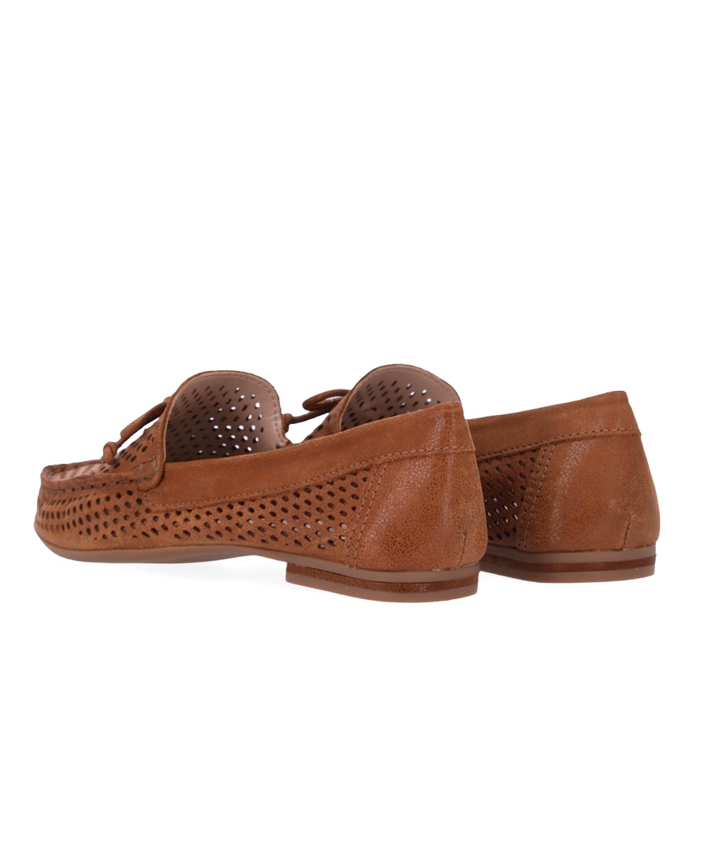 Mocassim Feminino Luz Da Lua Laço Couro Marrom