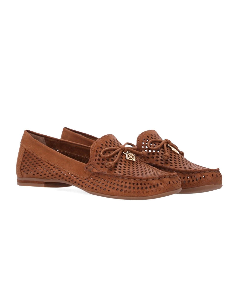 Mocassim Feminino Luz Da Lua Laço Couro Marrom