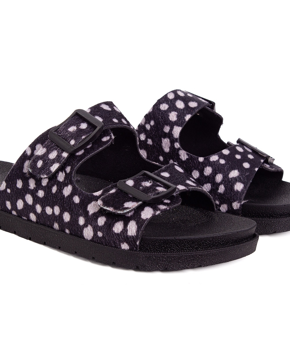 Tamanco Pixolé Flatform Fivelas Animal Print Preto