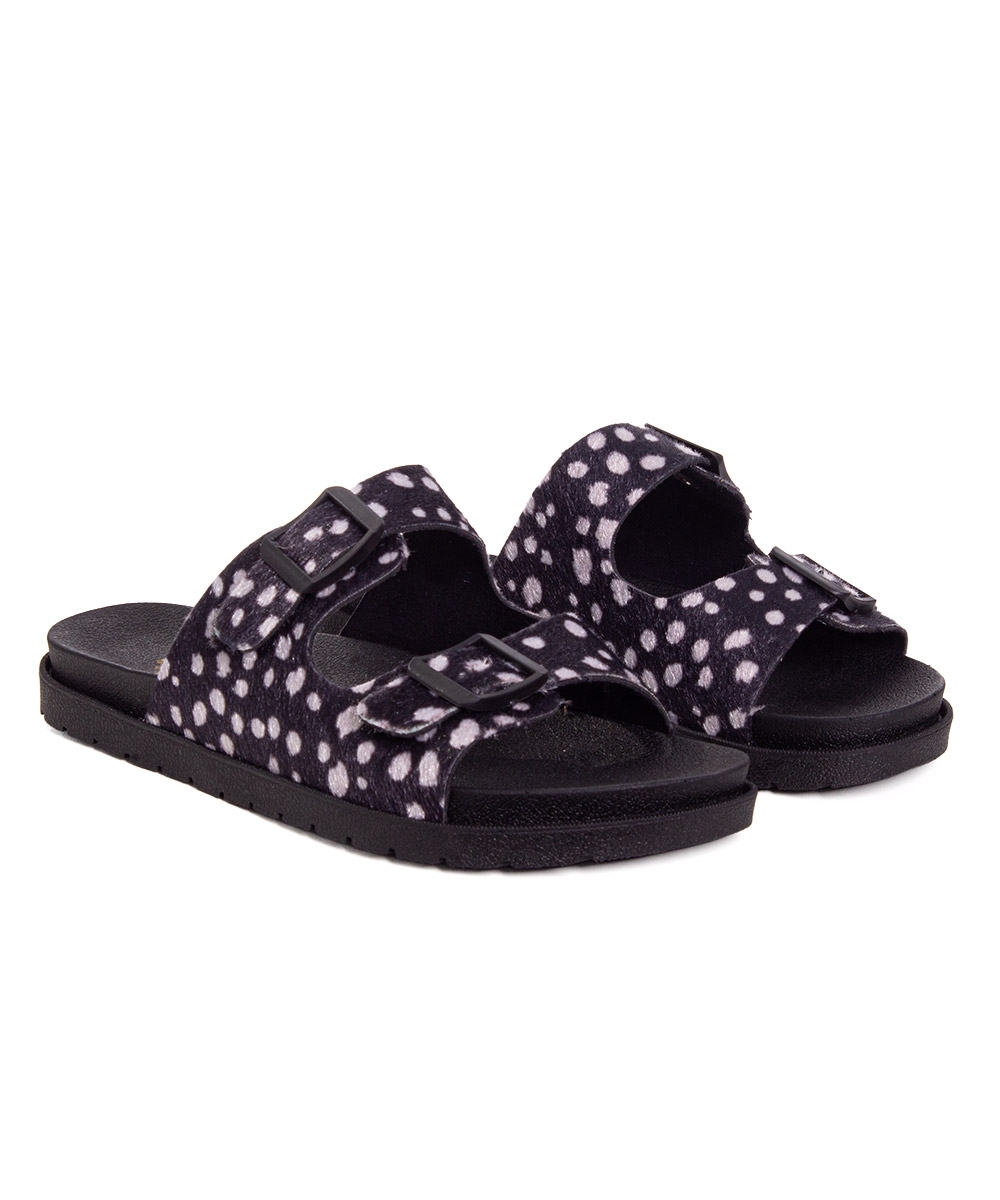 Tamanco Pixolé Flatform Fivelas Animal Print Preto