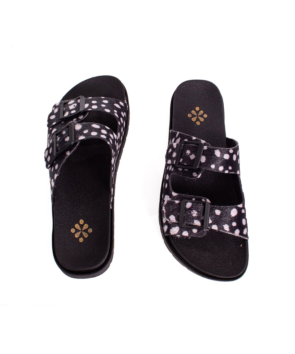 Tamanco Pixolé Flatform Fivelas Animal Print Preto
