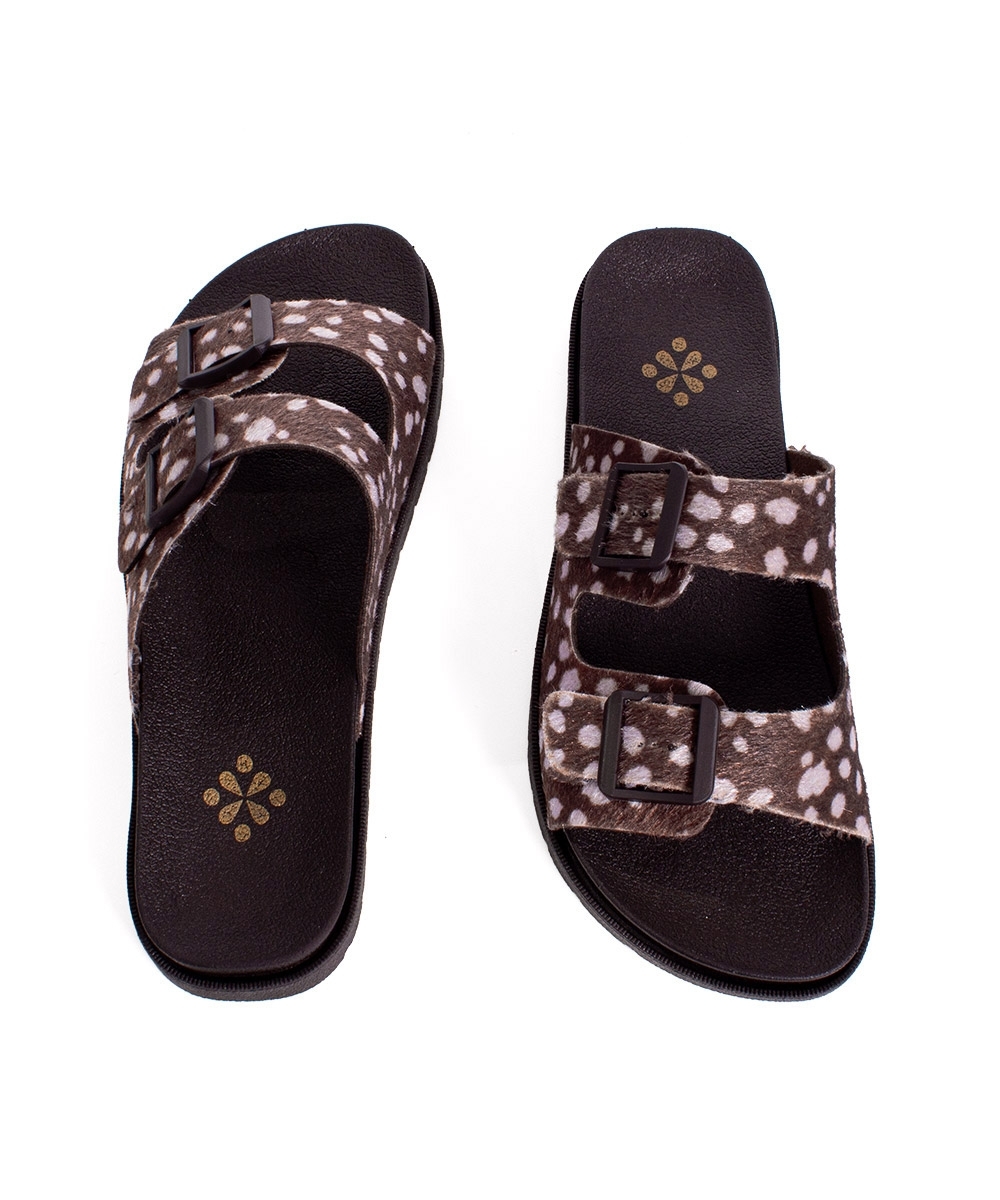 Tamanco Pixolé Flatform Fivelas Animal Print Marrom