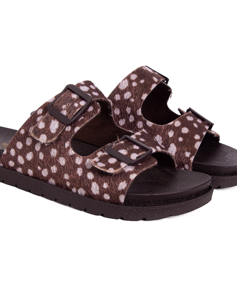Tamanco Pixolé Flatform Fivelas Animal Print Marrom