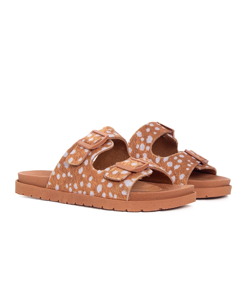 Tamanco Pixolé Flatform Fivelas Animal Print Caramelo
