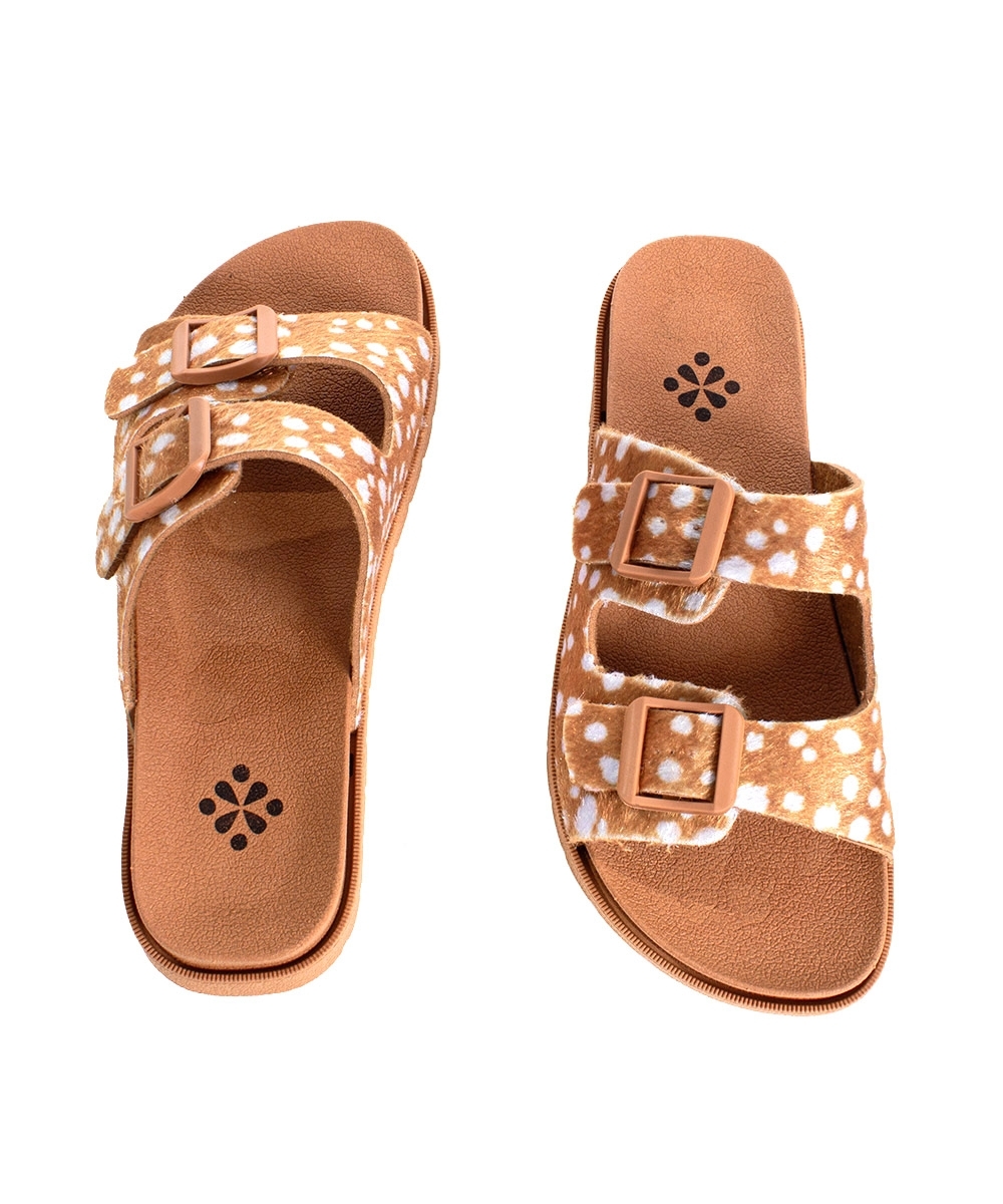 Tamanco Pixolé Flatform Fivelas Animal Print Caramelo