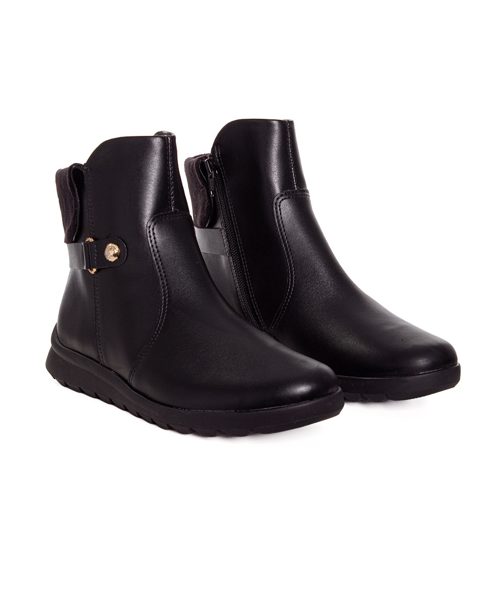 Bota Cano Curto Comfortflex Ziper Preto