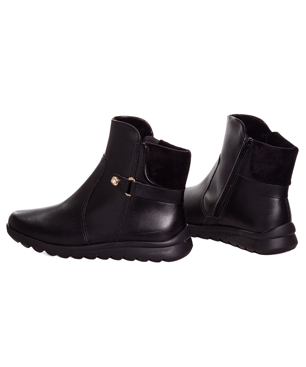 Bota Cano Curto Comfortflex Ziper Preto