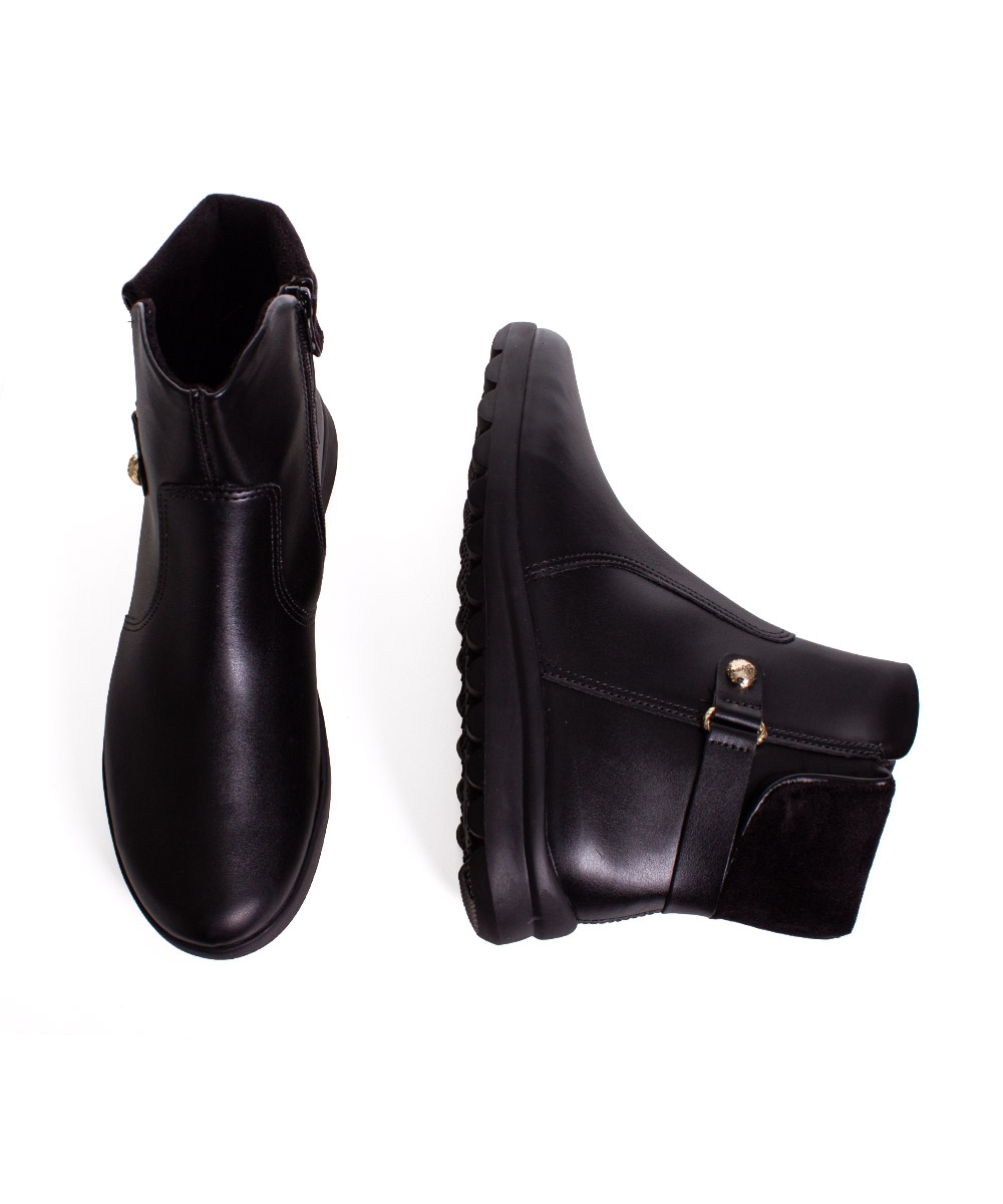 Bota Cano Curto Comfortflex Ziper Preto