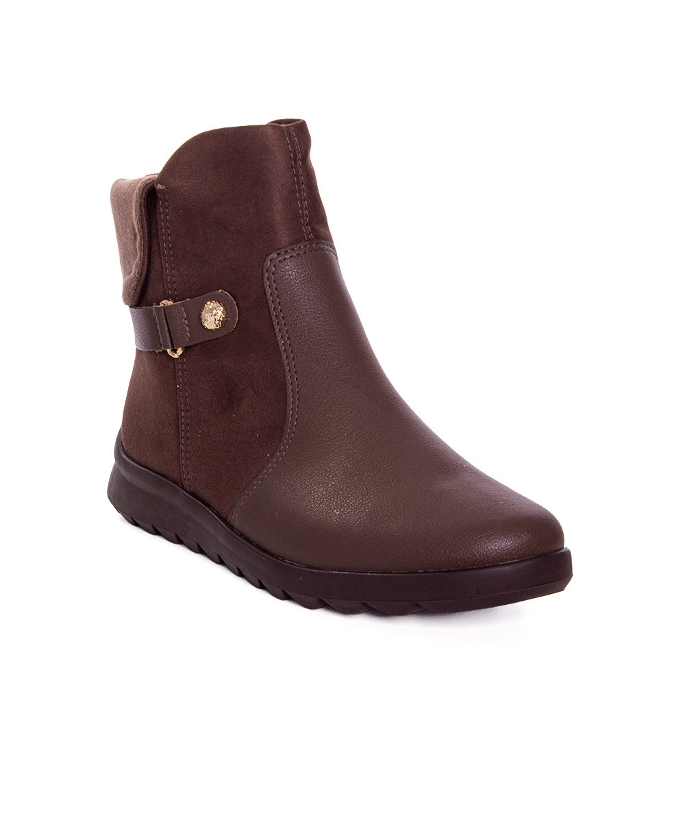 Bota Cano Curto Comfortflex Ziper Marrom