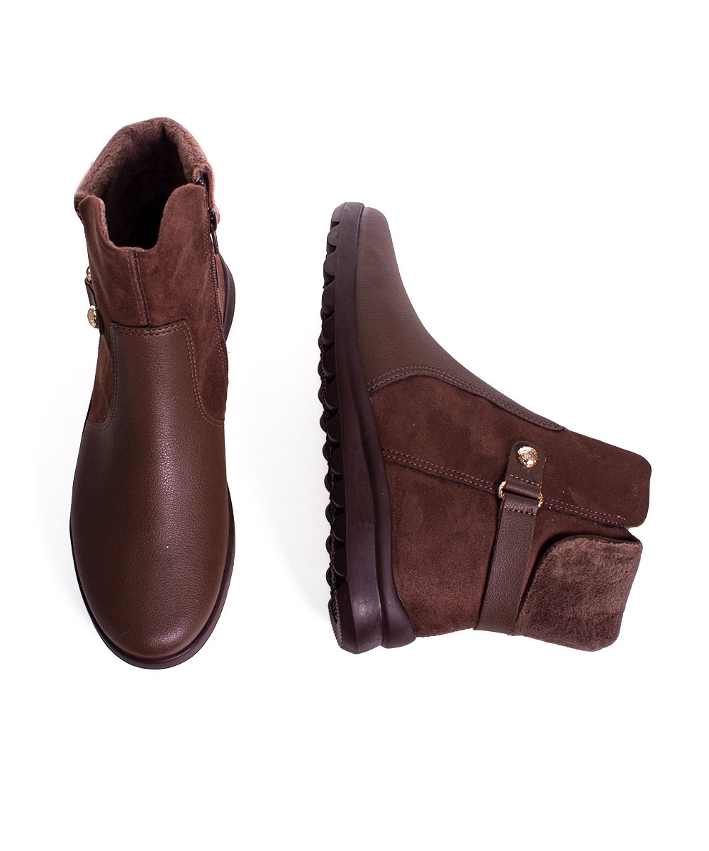Bota Cano Curto Comfortflex Ziper Marrom