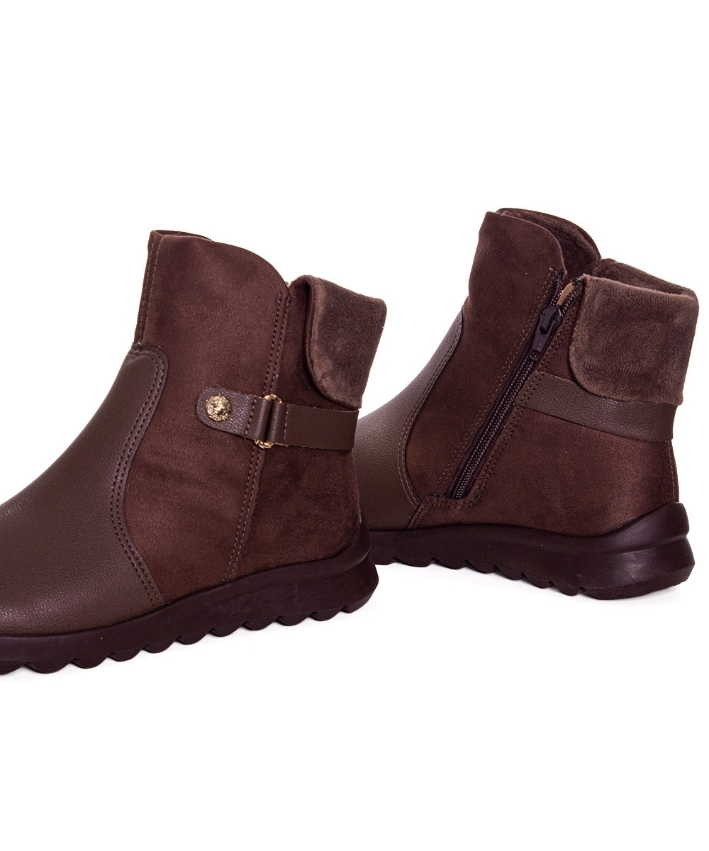 Bota Cano Curto Comfortflex Ziper Marrom