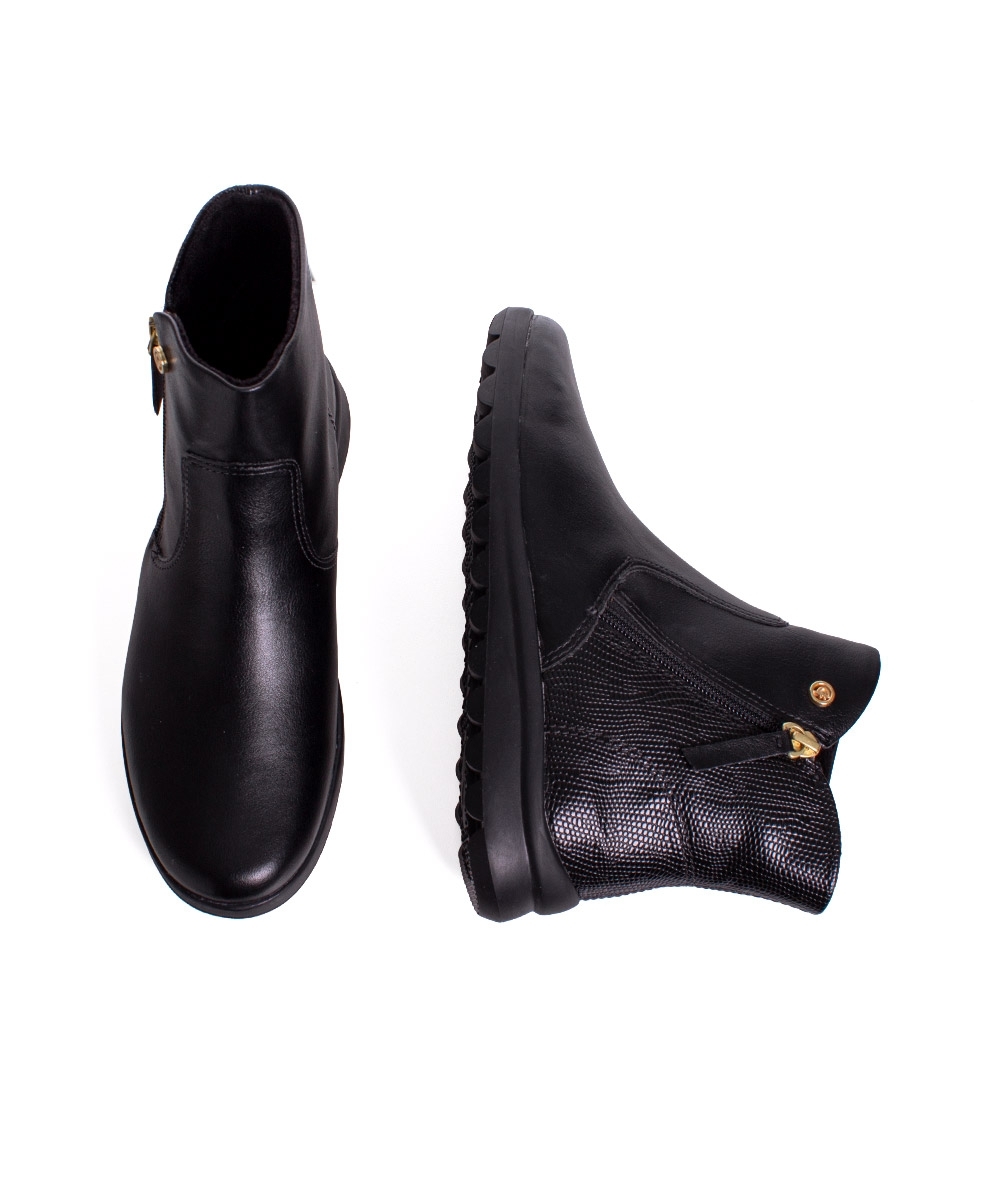 Bota Cano Curto Comfortflex Forrada Ziper Preto