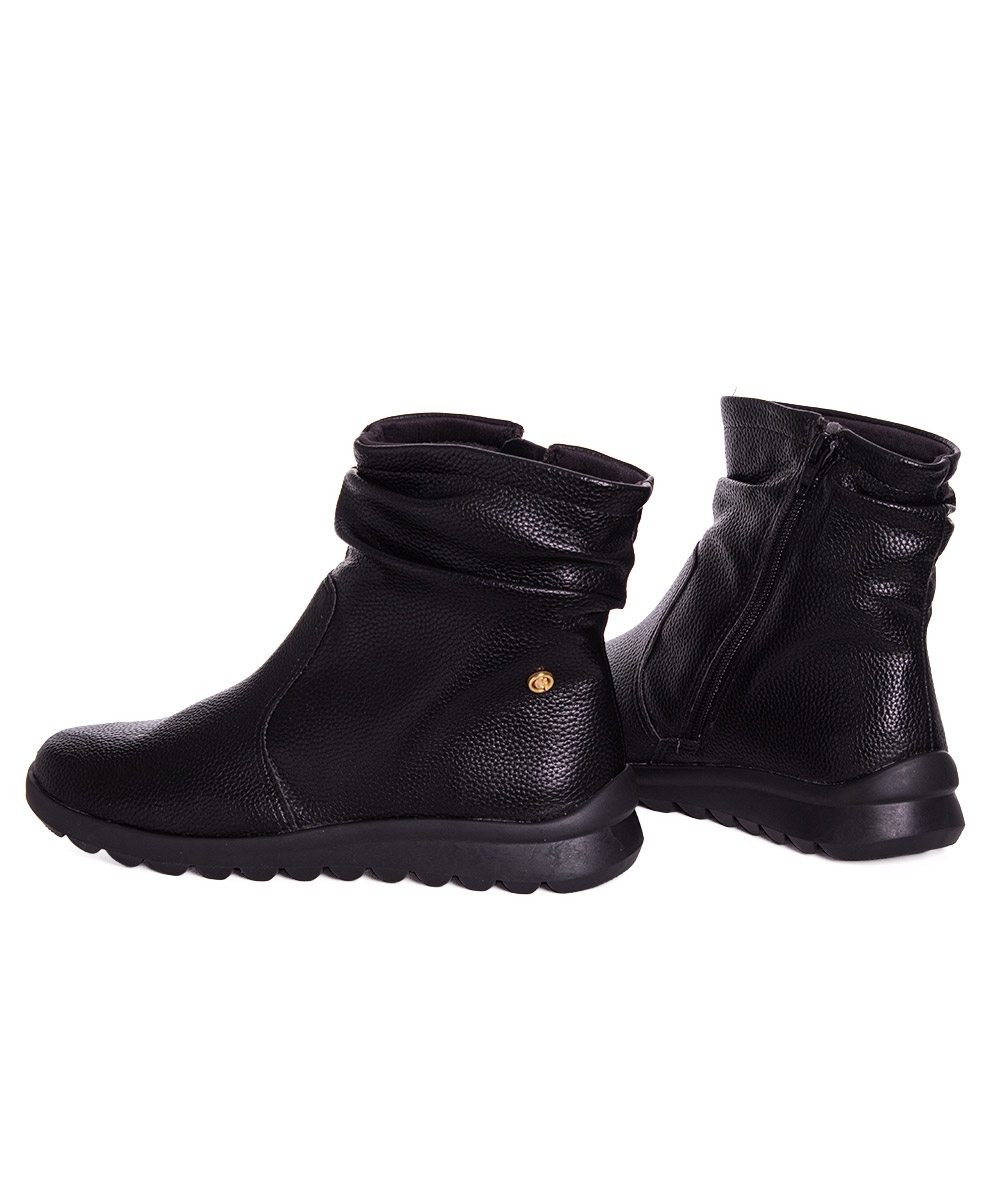 Bota Cano Curto Comfortflex Slouchy Forrada Preto