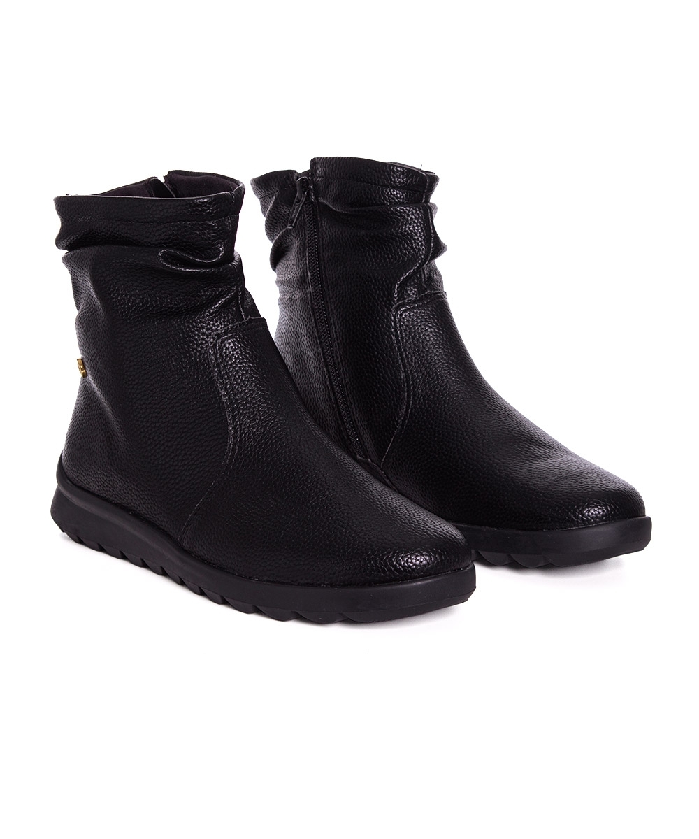 Bota Cano Curto Comfortflex Slouchy Forrada Preto