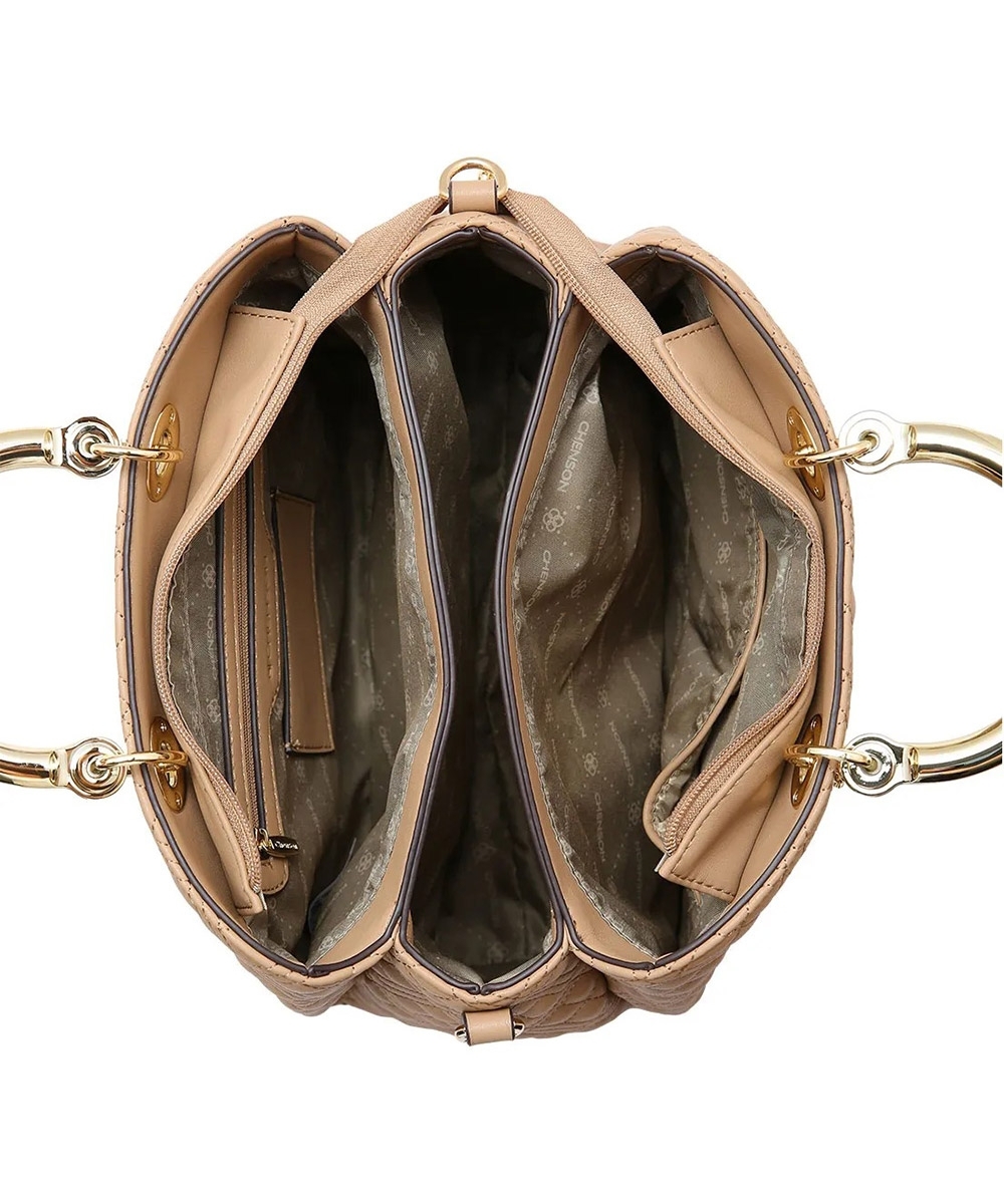 Bolsa Mão Chenson Matelassê Contemporâneo Natural