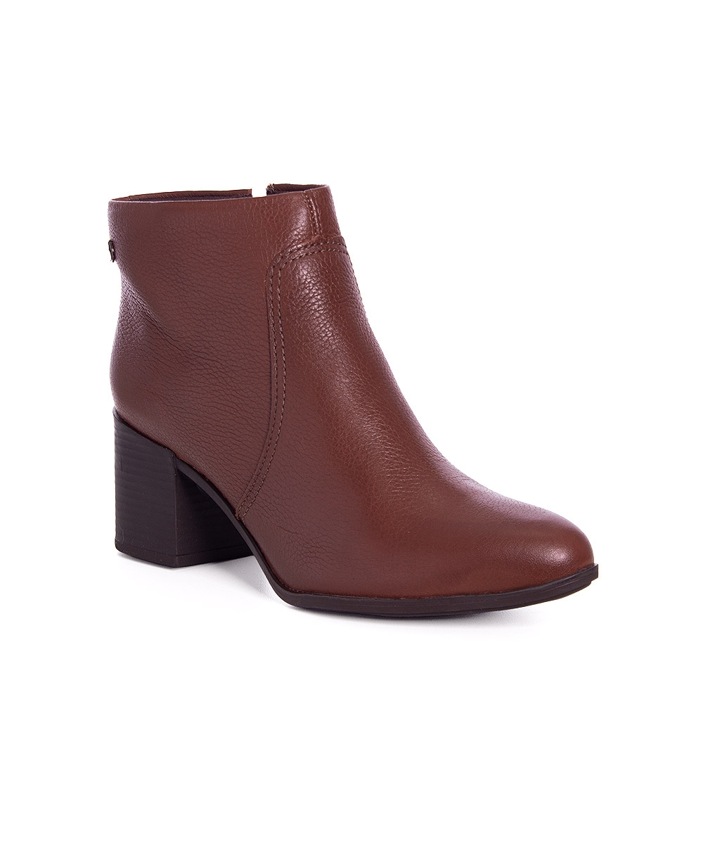 Bota Cano Curto Bottero Salto Médio Couro Marrom