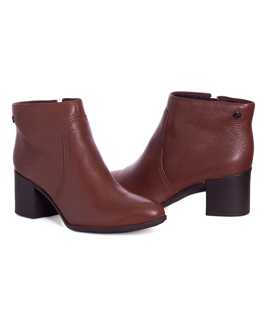 Bota Cano Curto Bottero Salto Médio Couro Marrom