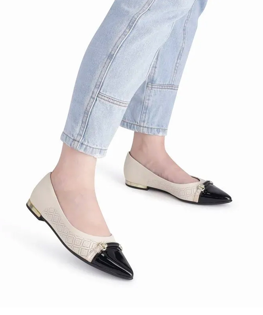 Sapatilha Bico Fino Piccadilly Ana Off White
