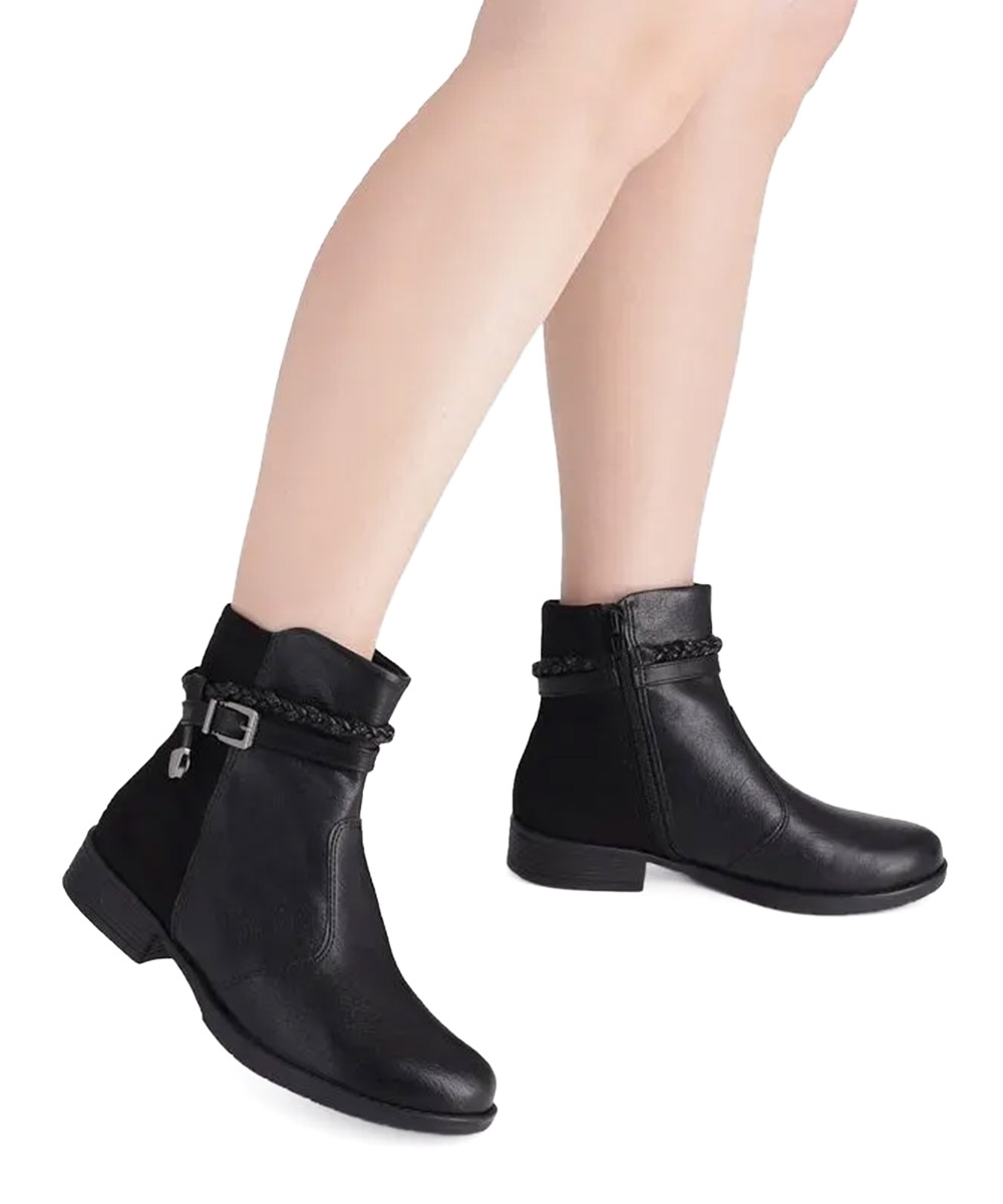 Bota Cano Curto Piccadilly Leci Salto Baixo Preto
