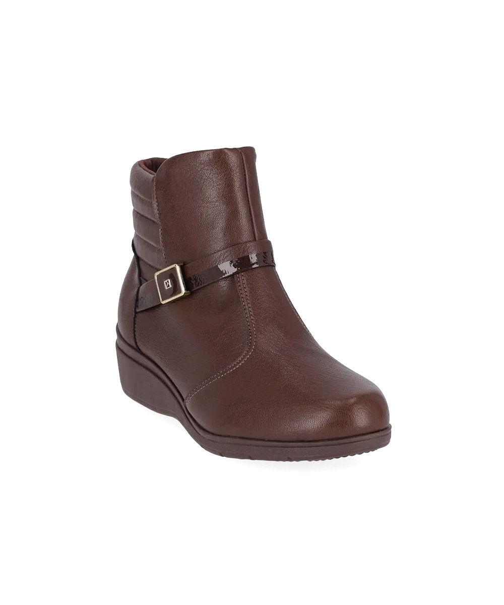 Bota Cano Curto Piccadilly Anabela Médio Marrom