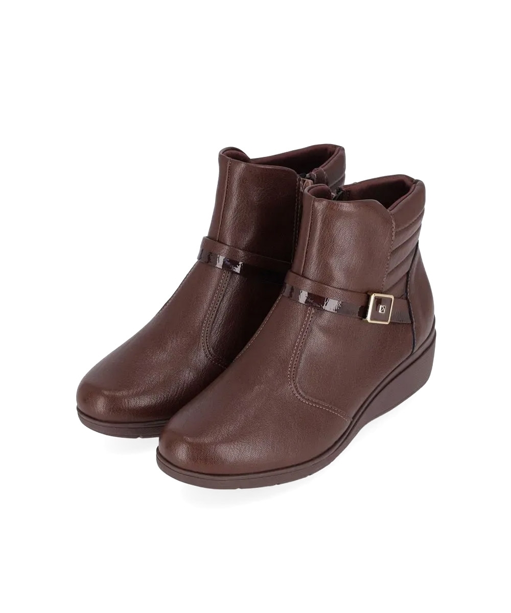 Bota Cano Curto Piccadilly Anabela Médio Marrom