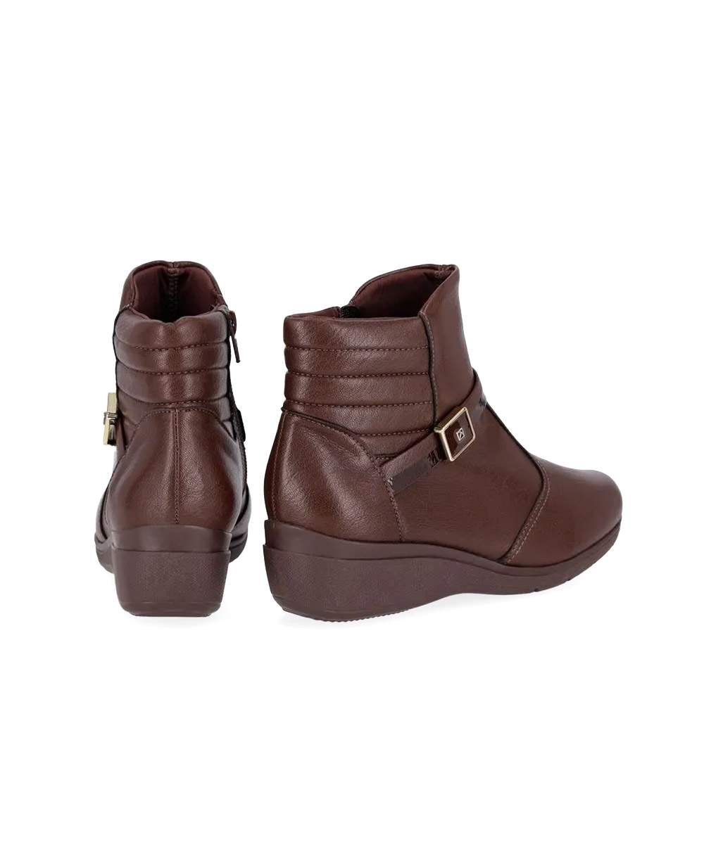 Bota Cano Curto Piccadilly Anabela Médio Marrom