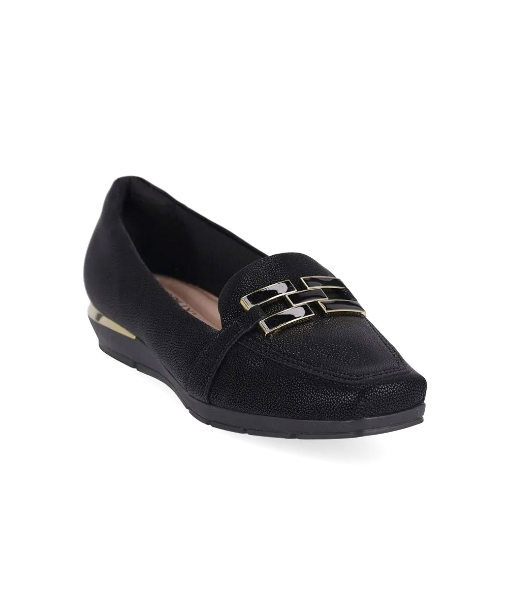 Sapato Loafer Piccadilly Fernanda Salto Baixo Preto