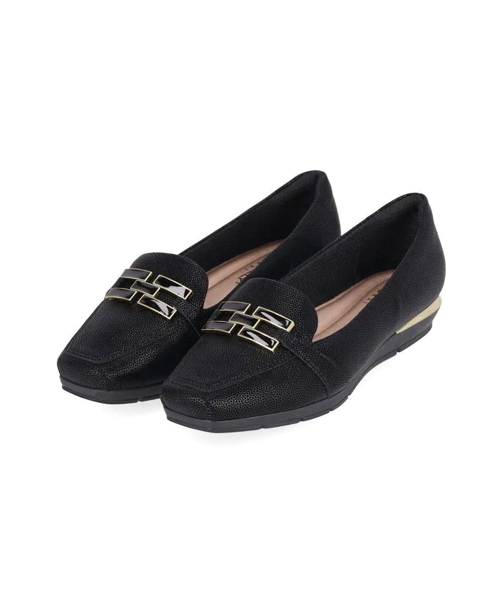 Sapato Loafer Piccadilly Fernanda Salto Baixo Preto