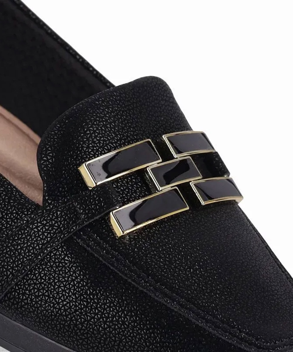 Sapato Loafer Piccadilly Fernanda Salto Baixo Preto