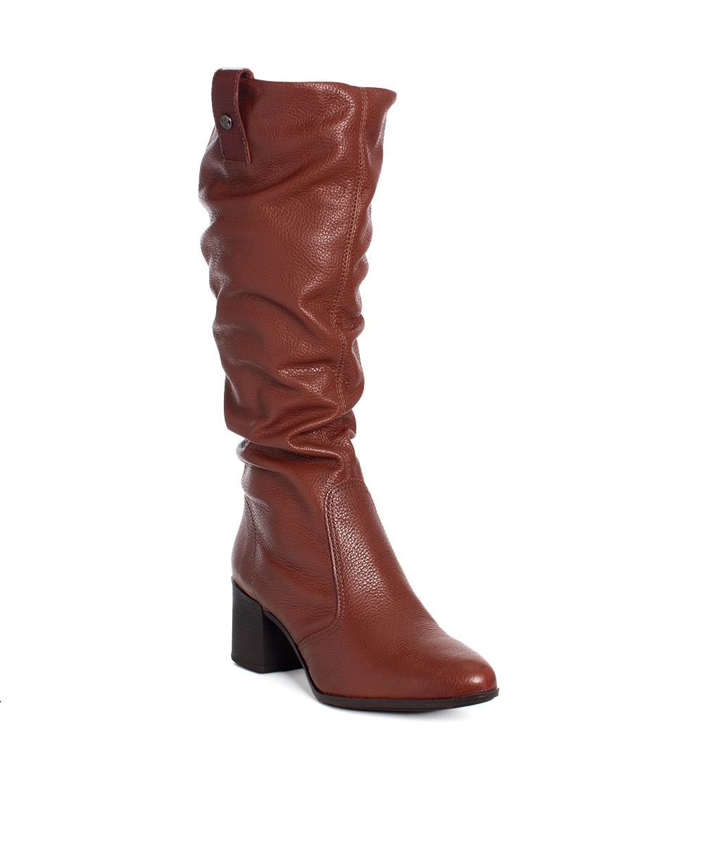 Bota Cano Longo Bottero Salto Bloco Couro Marrom