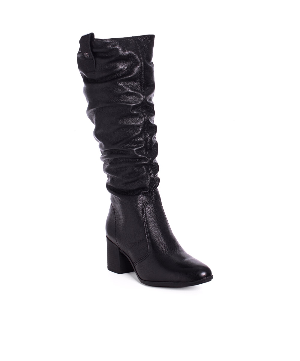 Bota Cano Longo Bottero Salto Bloco Couro Preto