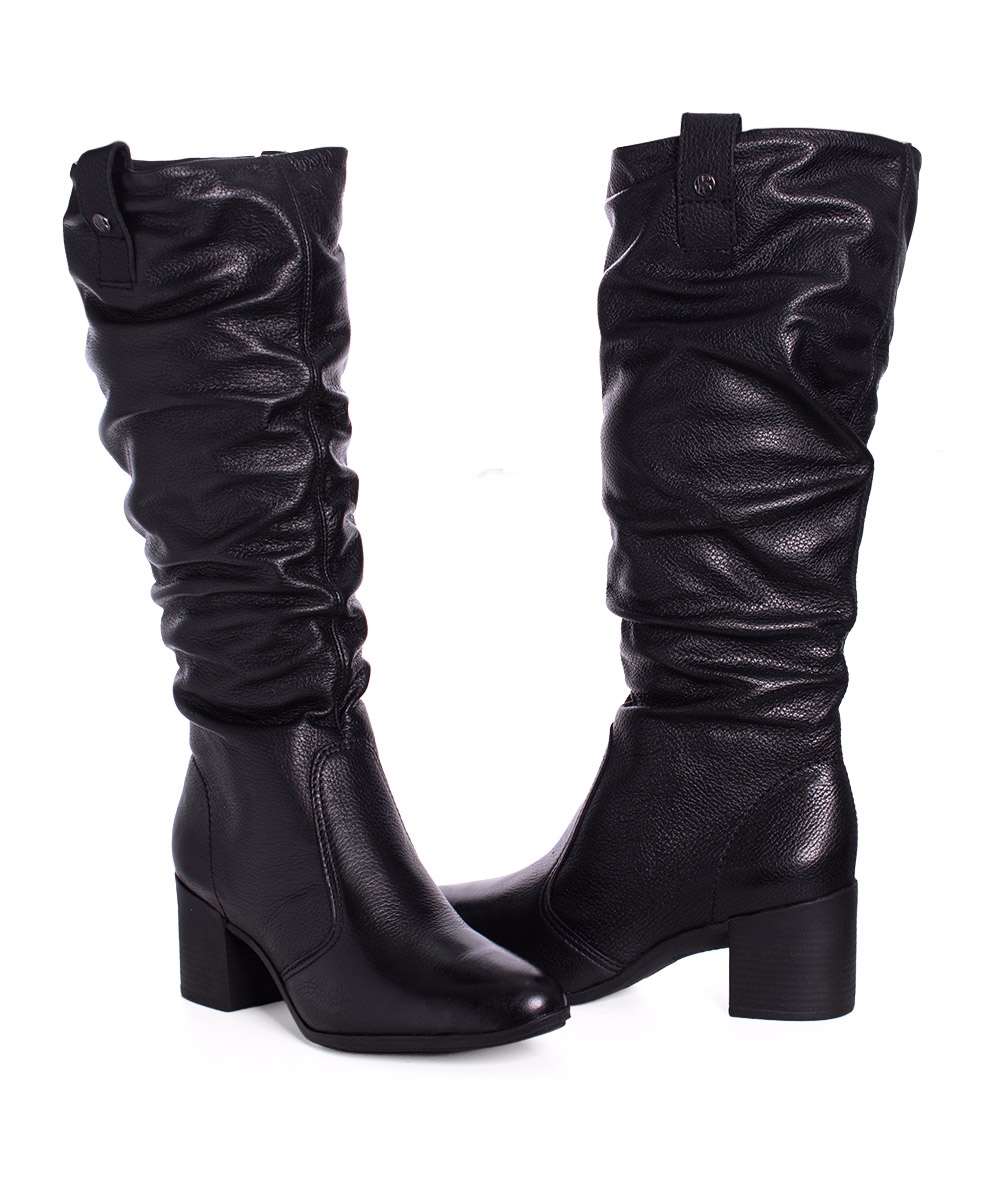 Bota Cano Longo Bottero Salto Bloco Couro Preto