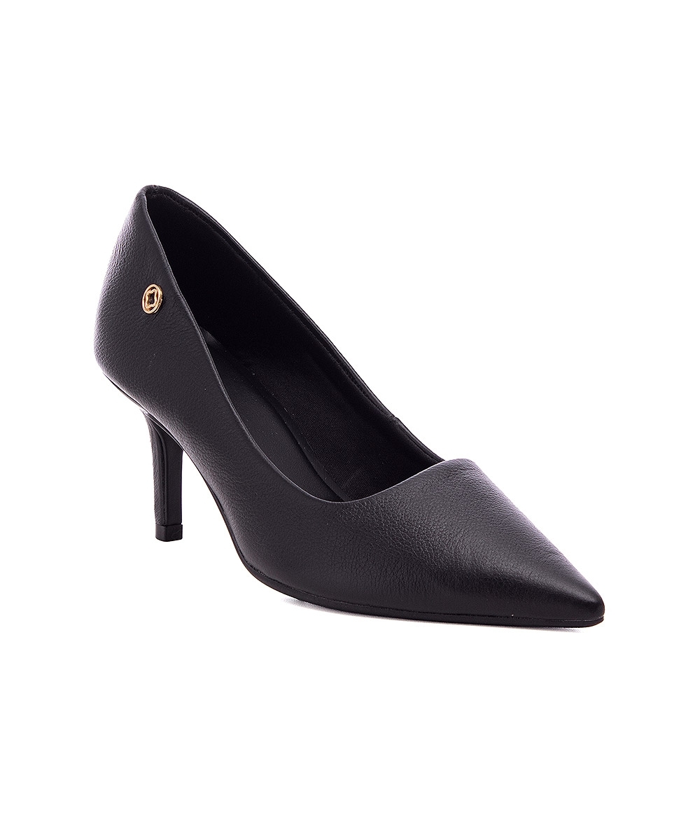 Sapato Scarpin Pixolé Salto Fino Couro Preto